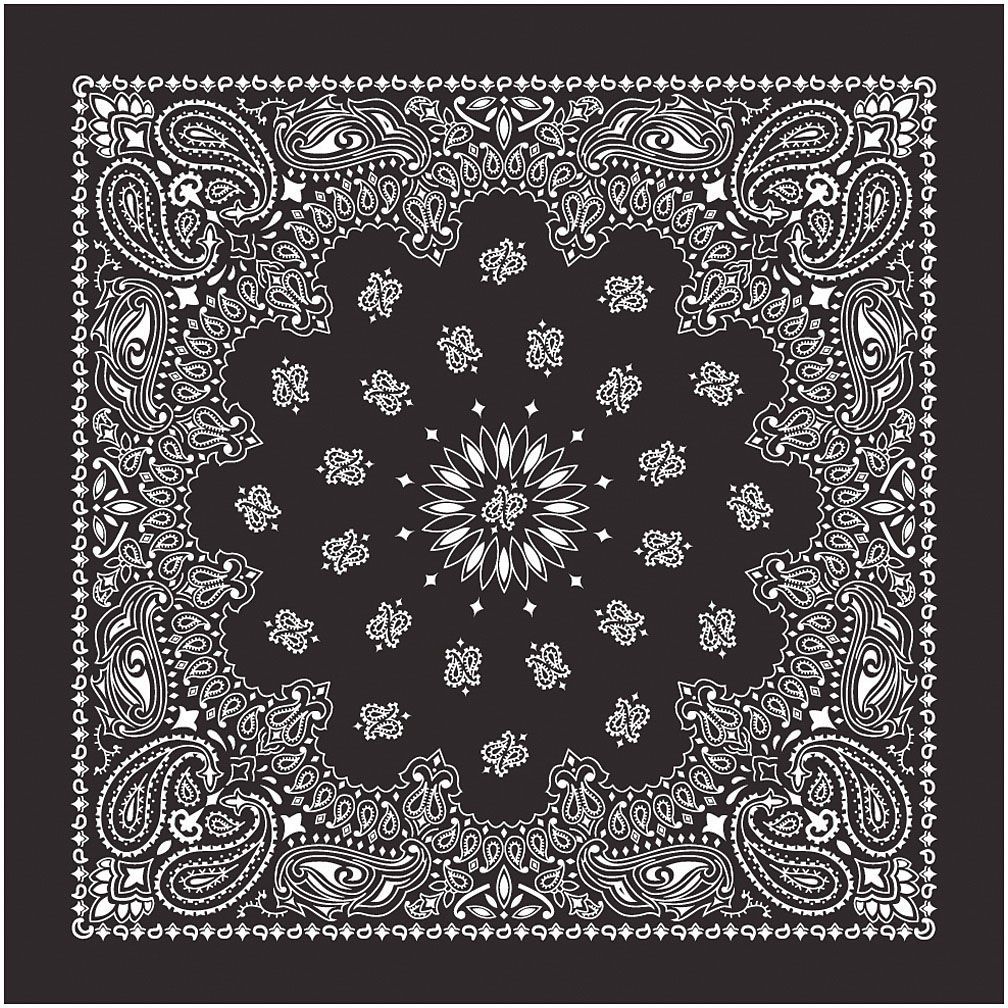 BANDANAS BLACK W/HANG TG & UPC