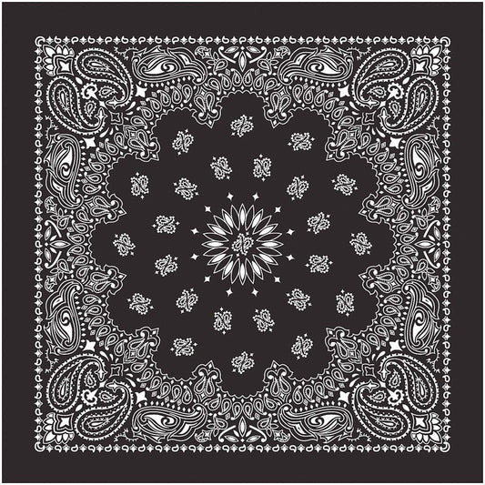 BANDANAS BLACK W/HANG TG & UPC